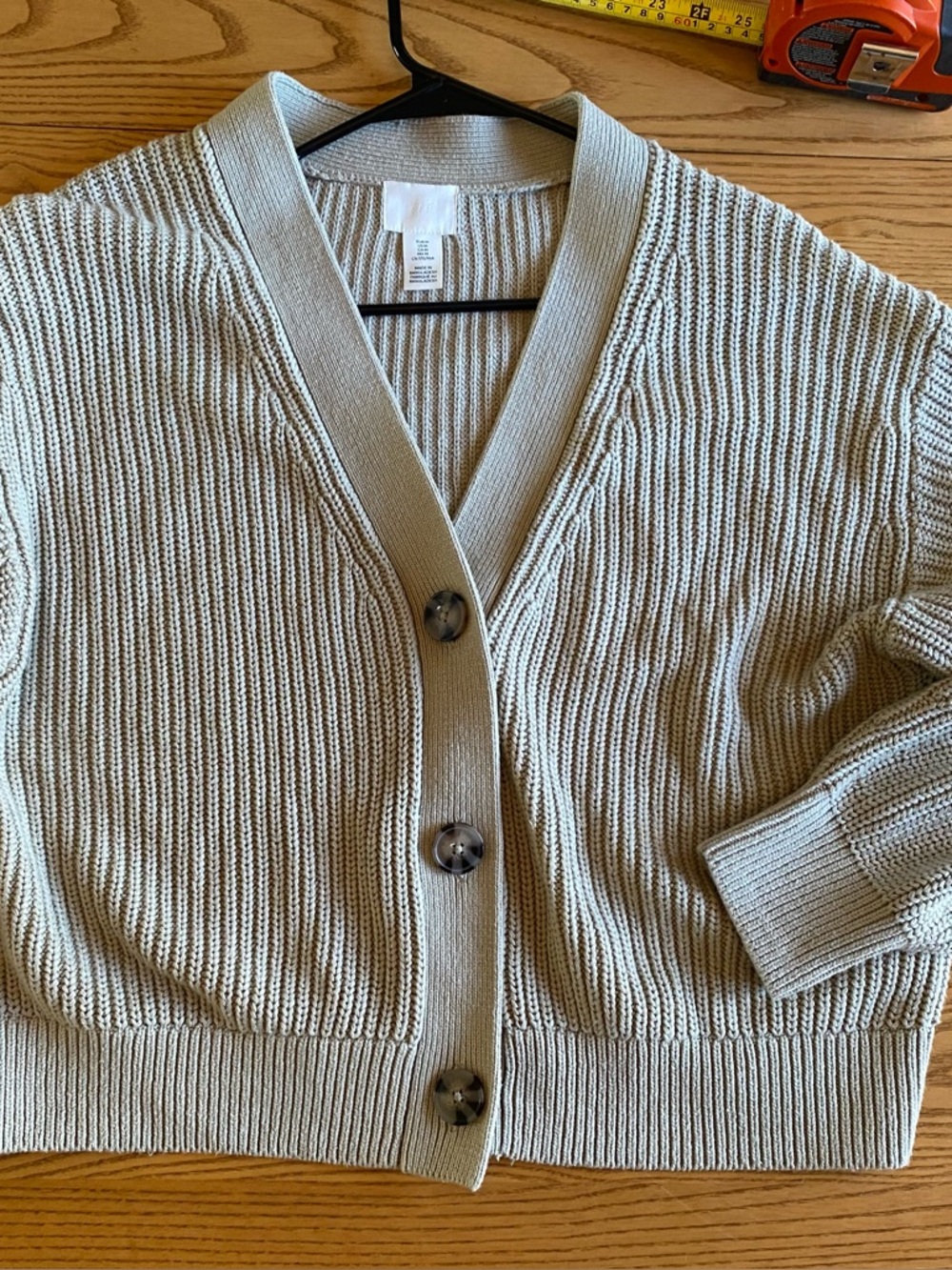 H&M Light Beige Ribbed Button Cardigan - Picture 3 of 7